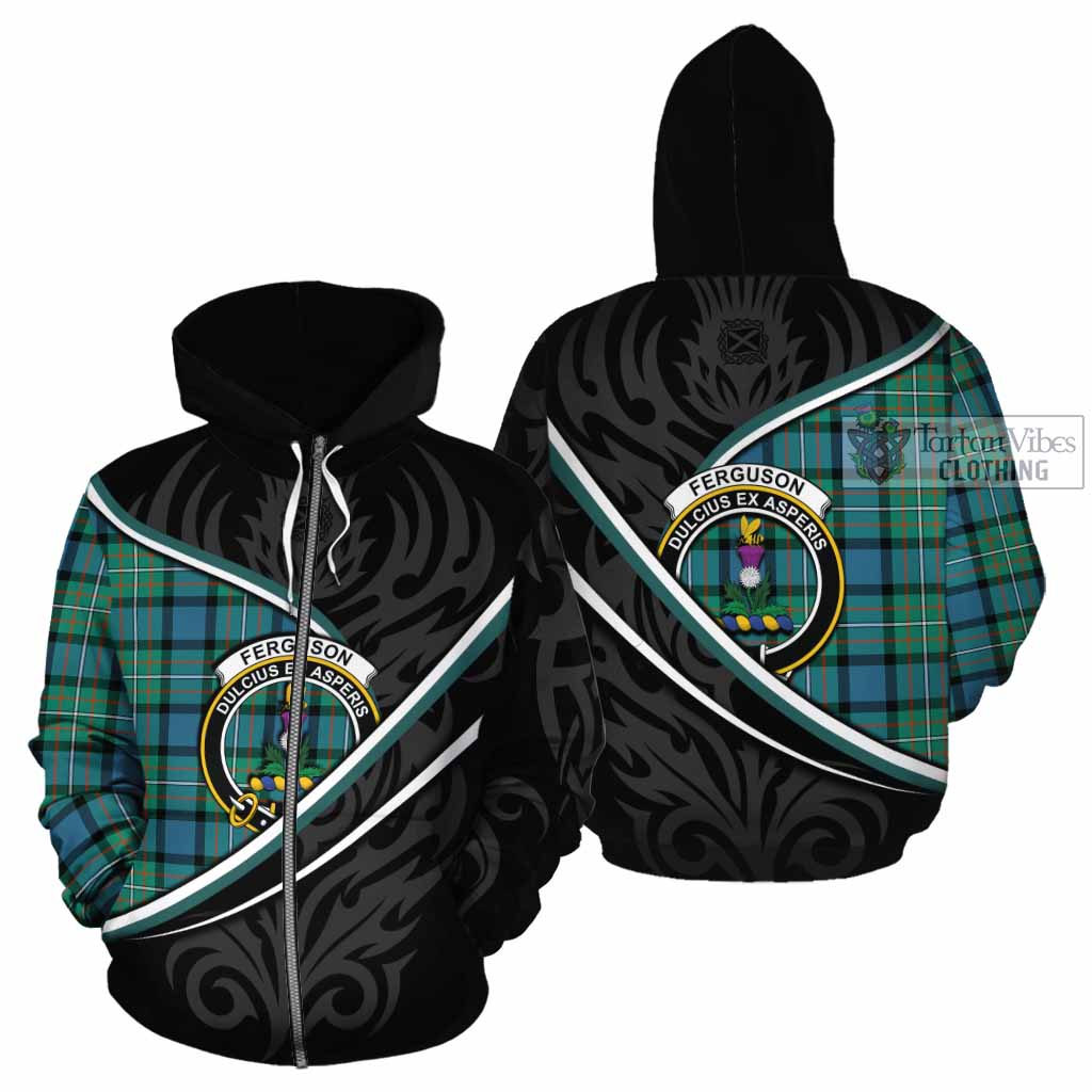 Ferguson (Fergusson) Tartan Family Crest Cotton Hoodie Celtic Scottish Thistle Floral - Tartan Vibes Clothing