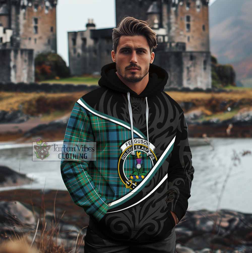 Ferguson (Fergusson) Tartan Family Crest Cotton Hoodie Celtic Scottish Thistle Floral - Tartan Vibes Clothing