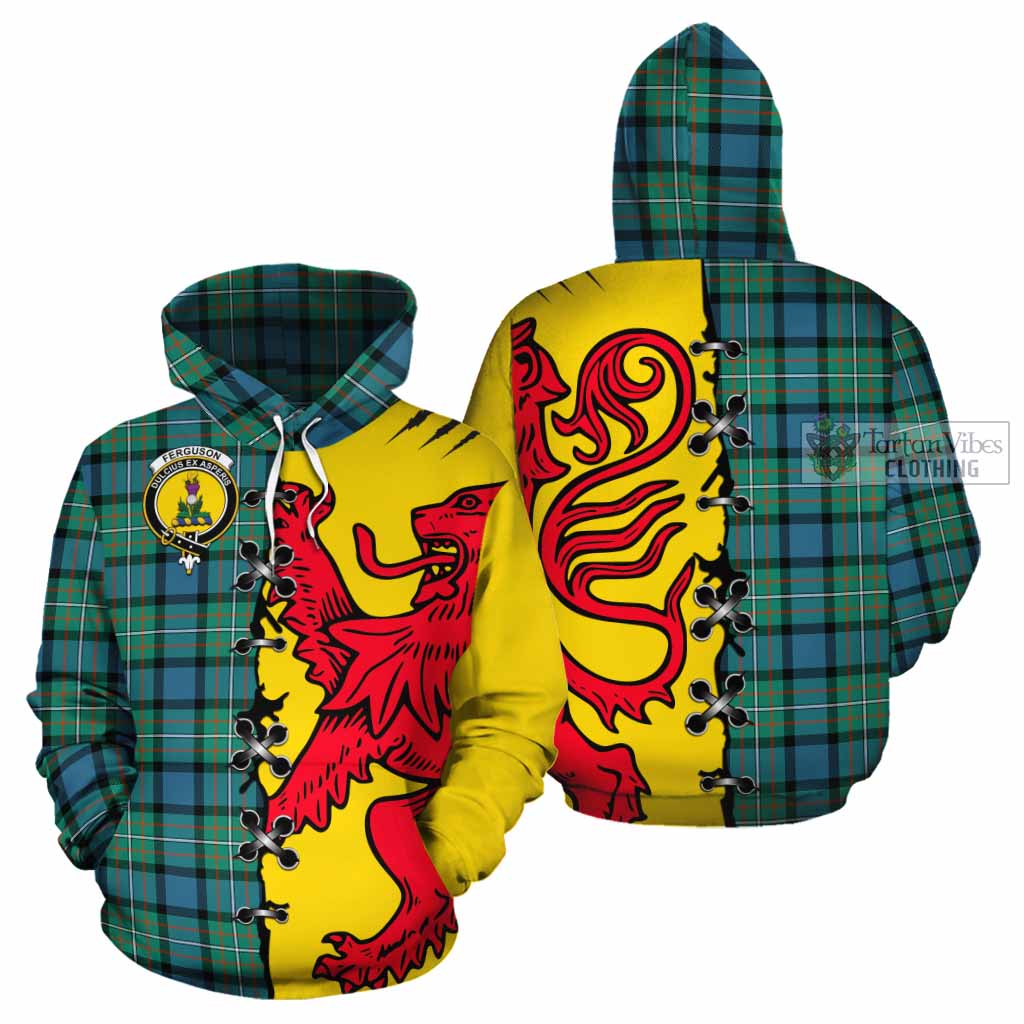 Ferguson (Fergusson) Tartan Family Crest Cotton Hoodie Lion Rampant Honor - Tartan Vibes Clothing