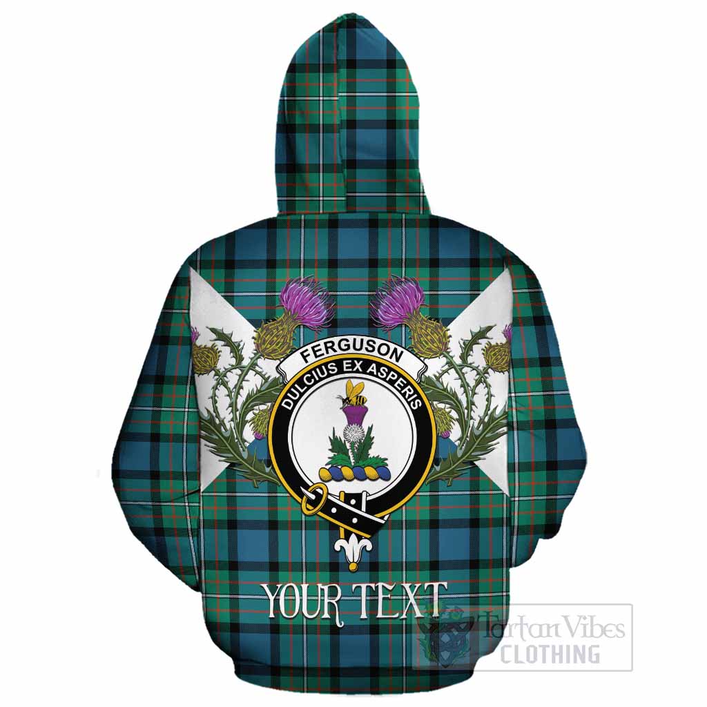 Ferguson (Fergusson) Tartan Family Crest Cotton Hoodie Scottish Burns Night Thistle Floral