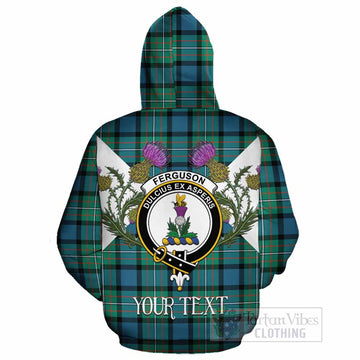 Ferguson (Fergusson) Tartan Family Crest Cotton Hoodie Scottish Burns Night Thistle Floral