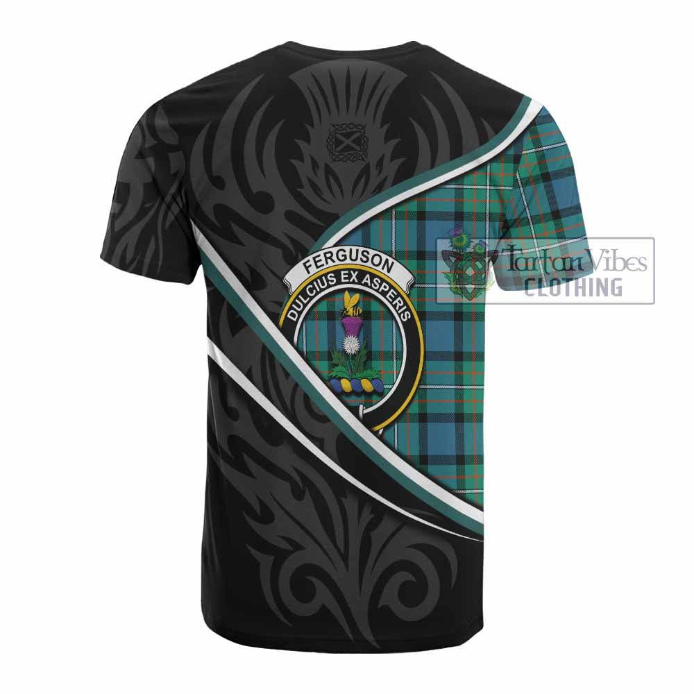 Ferguson (Fergusson) Tartan Family Crest Cotton T-shirt Celtic Scottish Thistle Floral - Tartan Vibes Clothing