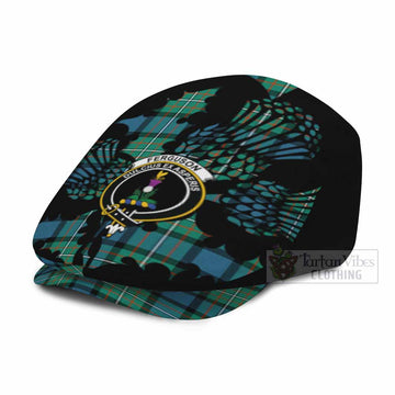 Ferguson (Fergusson) Tartan Family Crest Flat Cap, Jeff Cap Scotland Thistle Floral