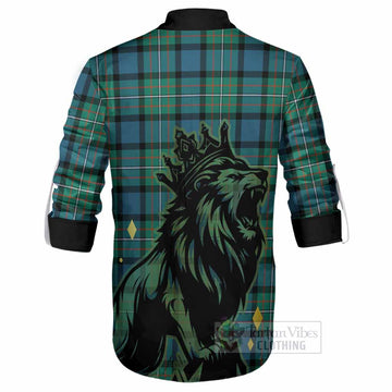 Ferguson (Fergusson) Tartan Family Crest Ghillie Shirt Crowned Lion Roaring
