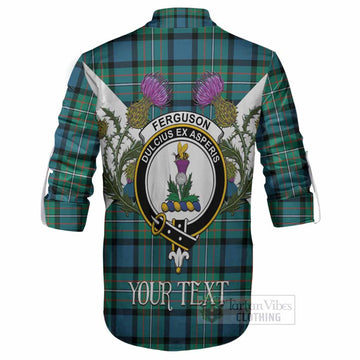 Ferguson (Fergusson) Tartan Family Crest Ghillie Shirt Scottish Burns Night Thistle Floral