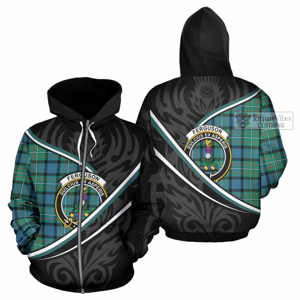 Ferguson (Fergusson) Tartan Family Crest Hoodie Celtic Scottish Thistle Floral - Tartan Vibes Clothing