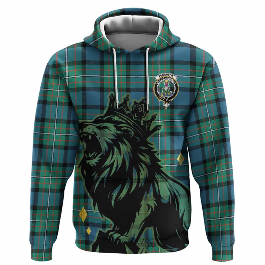Ferguson (Fergusson) Tartan Family Crest Hoodie Crowned Lion Roaring