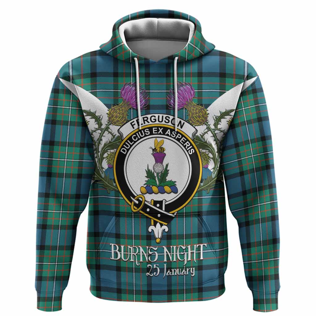 Ferguson (Fergusson) Tartan Family Crest Hoodie Scottish Burns Night Thistle Floral