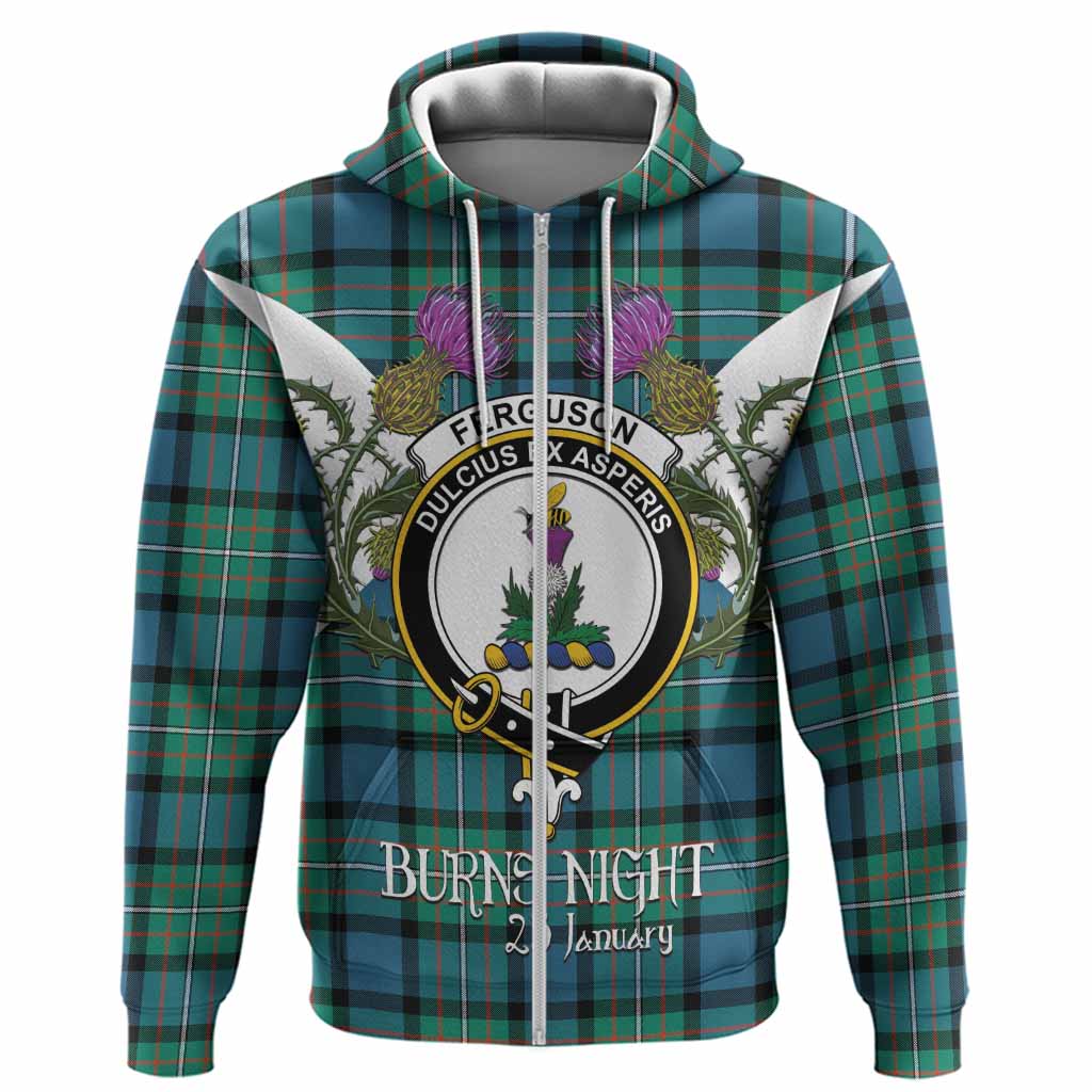 Ferguson (Fergusson) Tartan Family Crest Hoodie Scottish Burns Night Thistle Floral