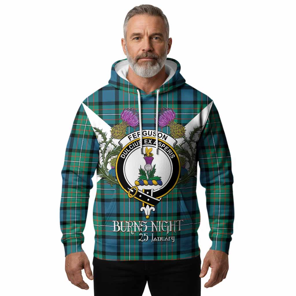 Ferguson (Fergusson) Tartan Family Crest Hoodie Scottish Burns Night Thistle Floral