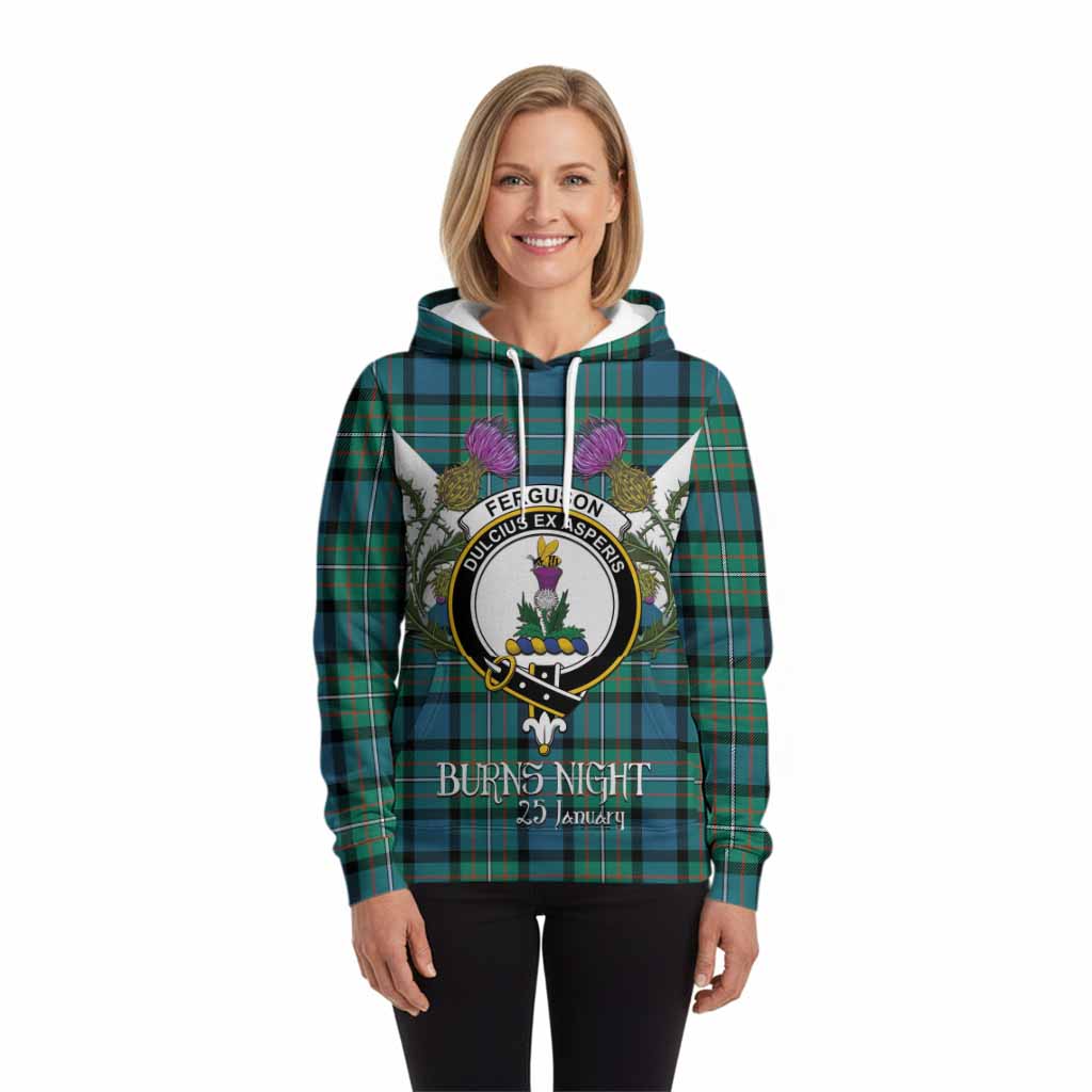 Ferguson (Fergusson) Tartan Family Crest Hoodie Scottish Burns Night Thistle Floral