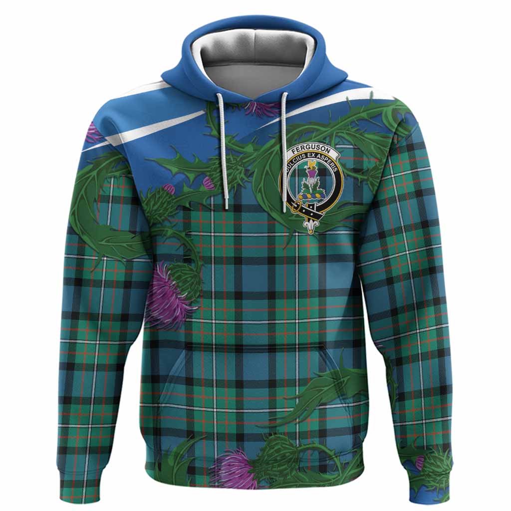 Ferguson (Fergusson) Tartan Family Crest Hoodie Thistle in Minimalism