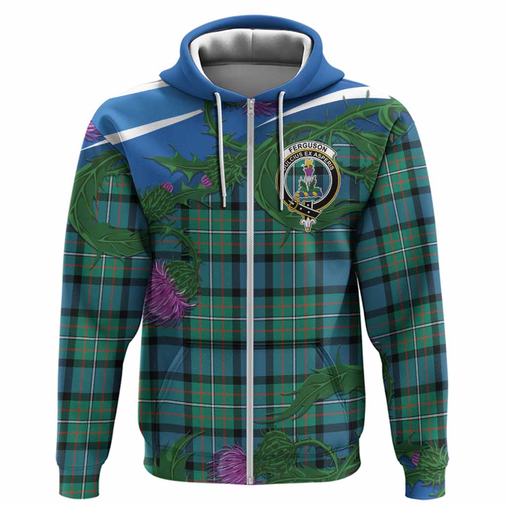 Ferguson (Fergusson) Tartan Family Crest Hoodie Thistle in Minimalism