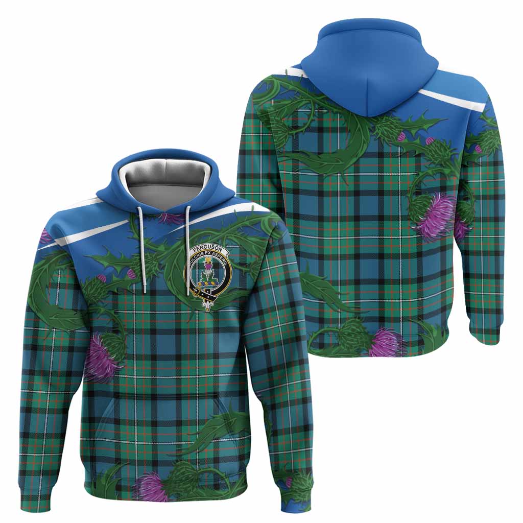 Ferguson (Fergusson) Tartan Family Crest Hoodie Thistle in Minimalism