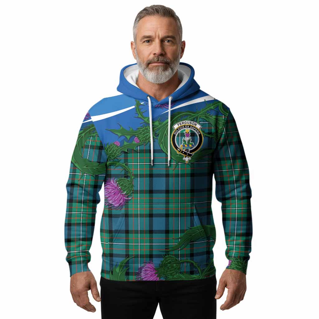 Ferguson (Fergusson) Tartan Family Crest Hoodie Thistle in Minimalism