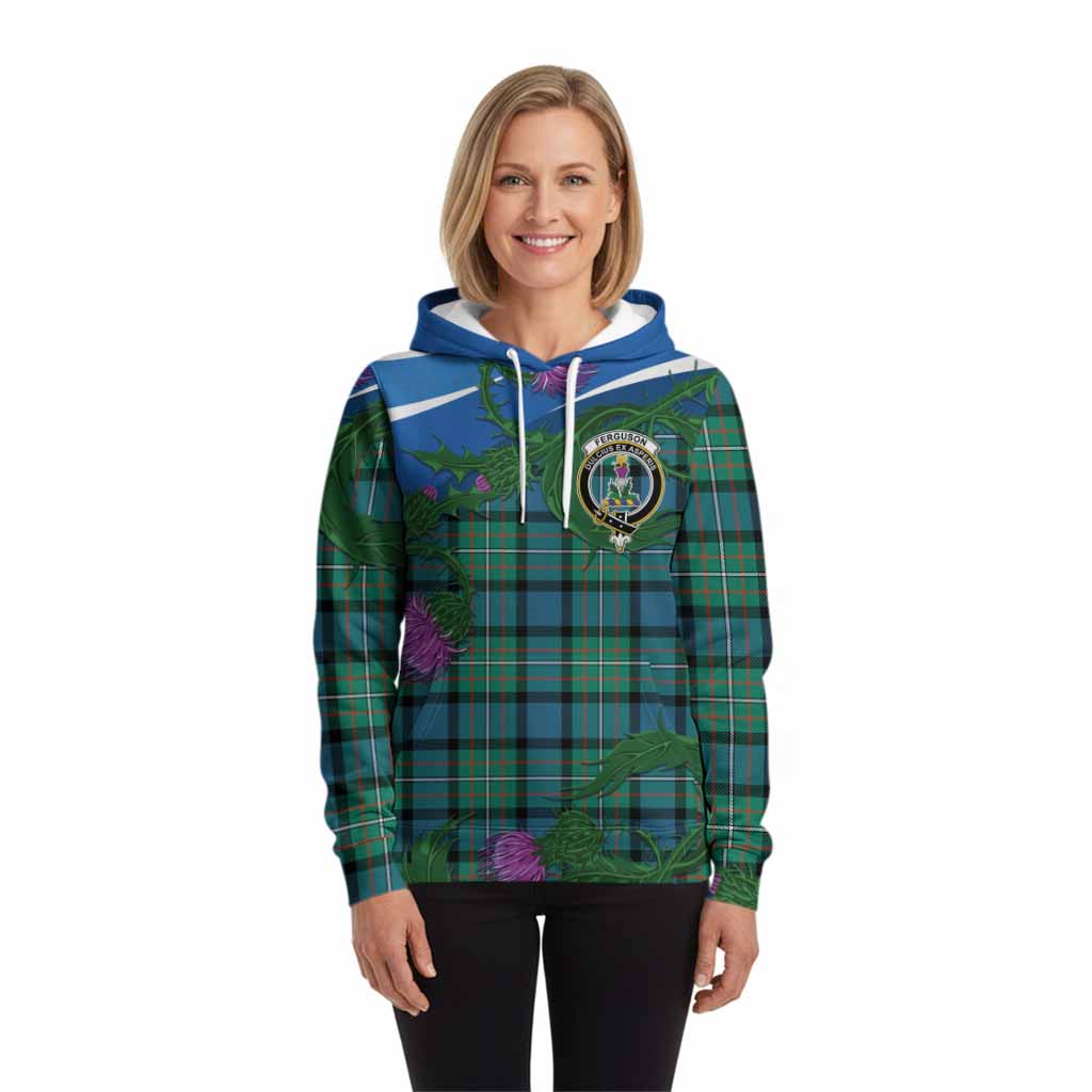 Ferguson (Fergusson) Tartan Family Crest Hoodie Thistle in Minimalism