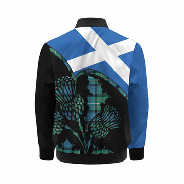 Ferguson (Fergusson) Tartan Family Crest Kid Bomber Jacket Scotland Thistle Floral Flag Style