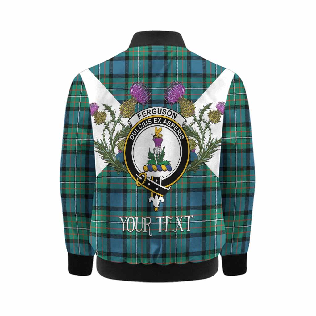 Ferguson (Fergusson) Tartan Family Crest Kid Bomber Jacket Scottish Burns Night Thistle Floral