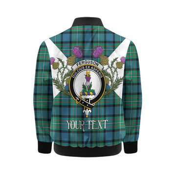 Ferguson (Fergusson) Tartan Family Crest Kid Bomber Jacket Scottish Burns Night Thistle Floral