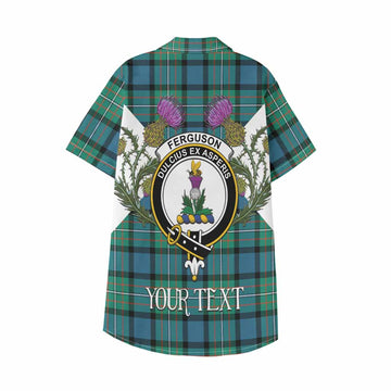 Ferguson (Fergusson) Tartan Family Crest Kid Hawaiian Shirt Scottish Burns Night Thistle Floral