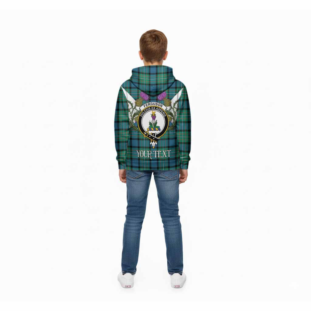 Ferguson (Fergusson) Tartan Family Crest Kid Hoodie Scottish Burns Night Thistle Floral