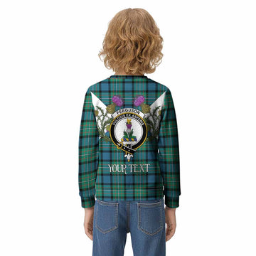 Ferguson (Fergusson) Tartan Family Crest Kid Knitted Sweatshirt Scottish Burns Night Thistle Floral