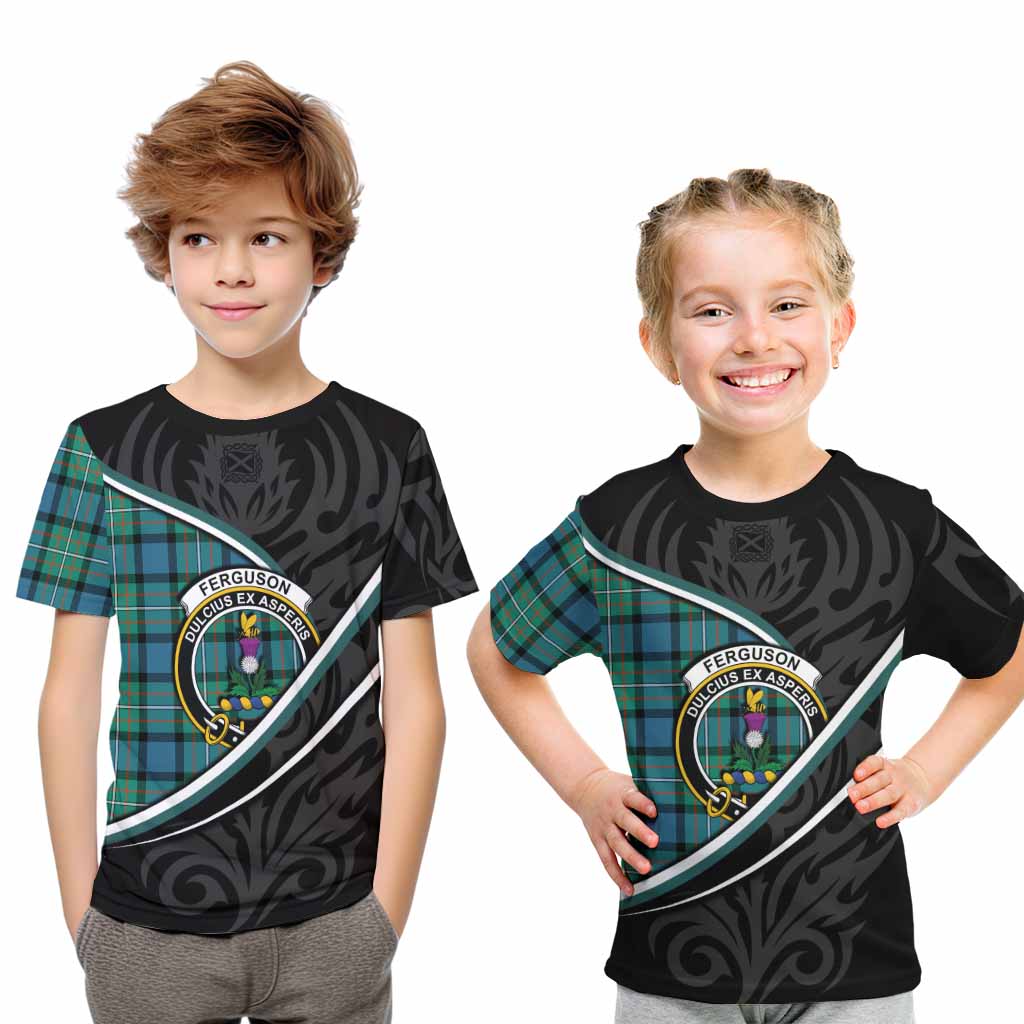 Ferguson (Fergusson) Tartan Family Crest Kid T-shirt Celtic Scottish Thistle Floral - Tartan Vibes Clothing