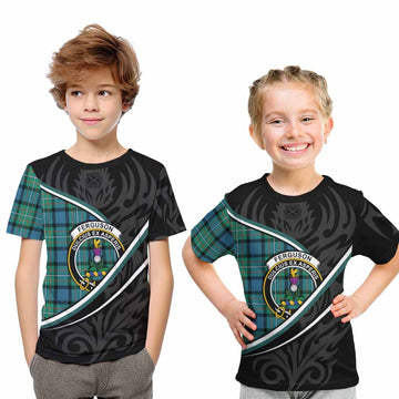 Ferguson (Fergusson) Tartan Family Crest Kid T-shirt Celtic Scottish Thistle Floral