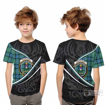 Ferguson (Fergusson) Tartan Family Crest Kid T-shirt Celtic Scottish Thistle Floral