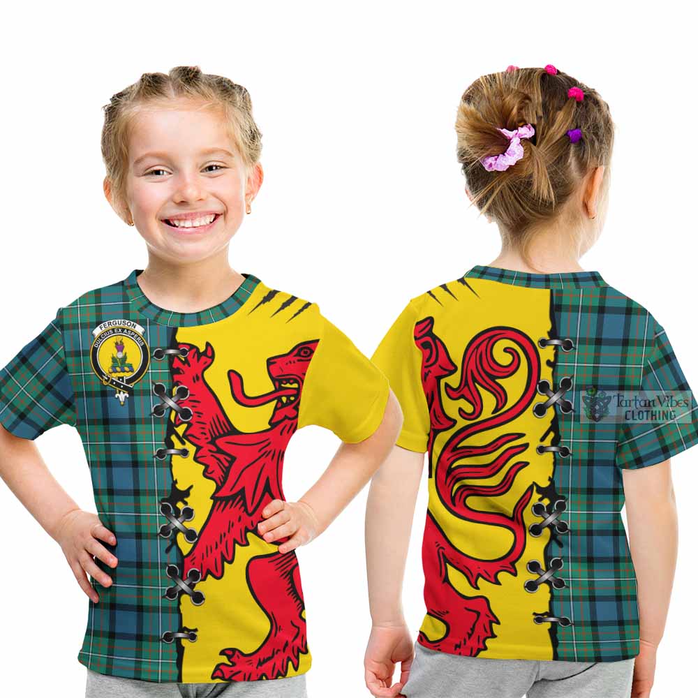 Ferguson (Fergusson) Tartan Family Crest Kid T-shirt Lion Rampant Honor - Tartan Vibes Clothing