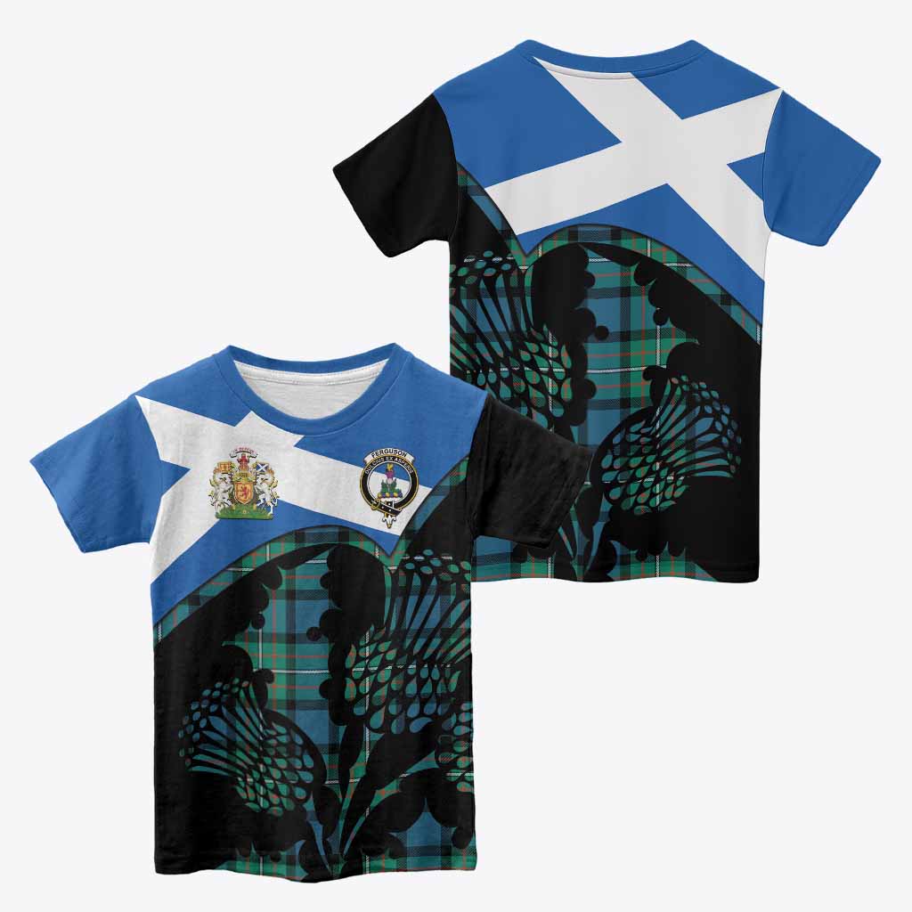 Ferguson (Fergusson) Tartan Family Crest Kid T-shirt Scotland Thistle Floral Flag Style