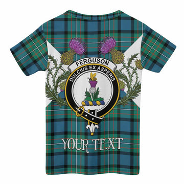 Ferguson (Fergusson) Tartan Family Crest Kid T-shirt Scottish Burns Night Thistle Floral