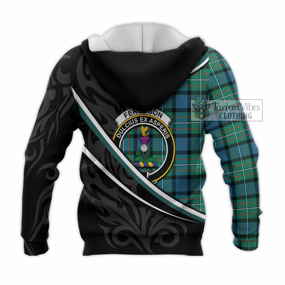 Ferguson (Fergusson) Tartan Family Crest Knitted Hoodie Celtic Scottish Thistle Floral - Tartan Vibes Clothing