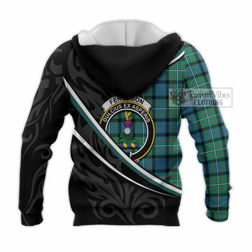 Ferguson (Fergusson) Tartan Family Crest Knitted Hoodie Celtic Scottish Thistle Floral