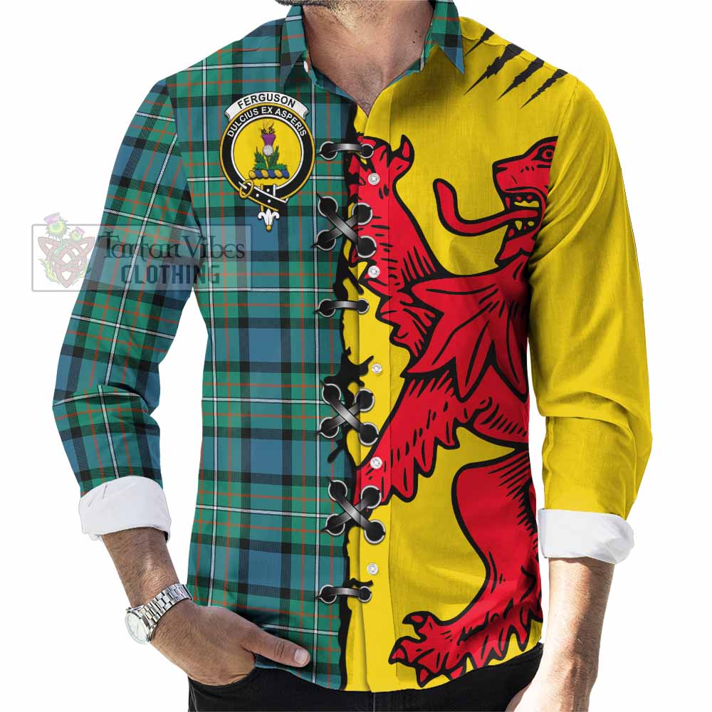 Ferguson (Fergusson) Tartan Family Crest Long Sleeve Button Shirts Lion Rampant Honor - Tartan Vibes Clothing