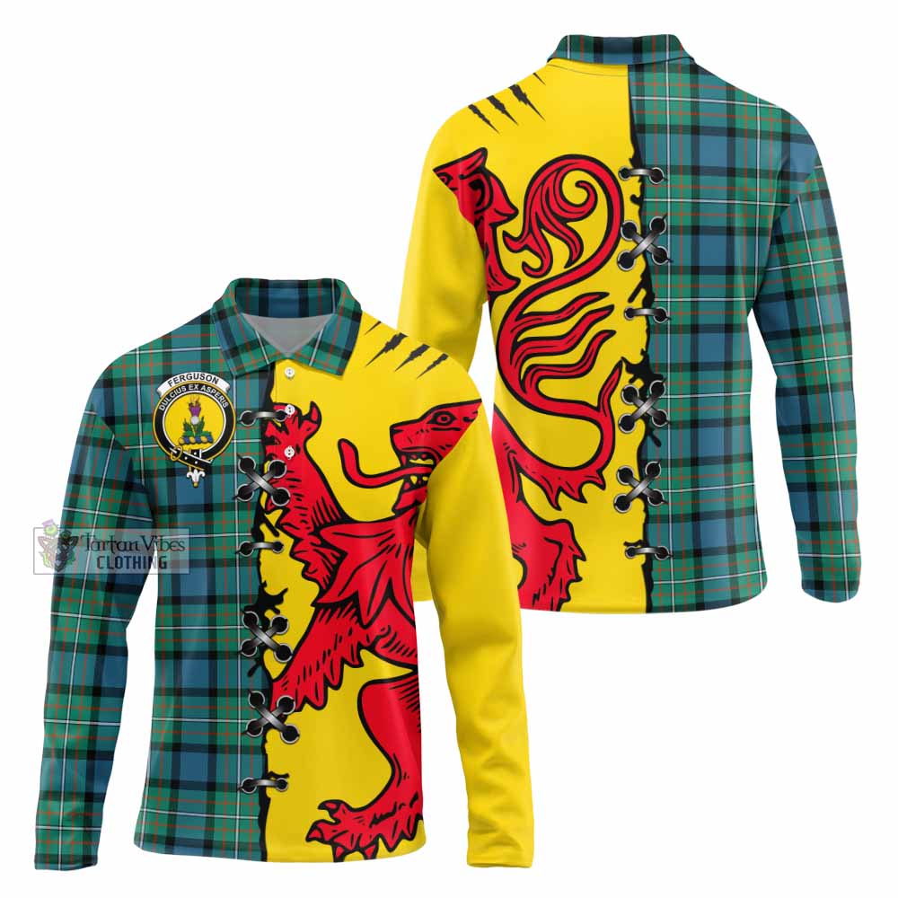 Ferguson (Fergusson) Tartan Family Crest Long Sleeve Polo Shirt Lion Rampant Honor - Tartan Vibes Clothing