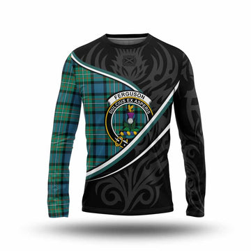 Ferguson (Fergusson) Tartan Family Crest Long Sleeve T-Shirt Celtic Scottish Thistle Floral - Tartan Vibes Clothing