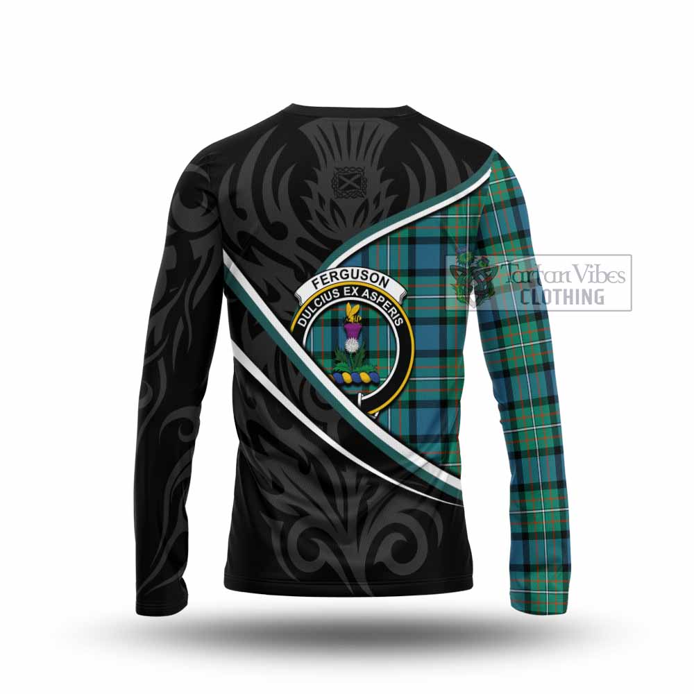 Ferguson (Fergusson) Tartan Family Crest Long Sleeve T-Shirt Celtic Scottish Thistle Floral - Tartan Vibes Clothing