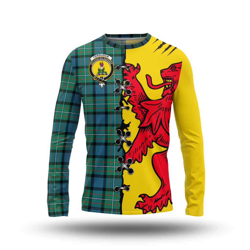 Ferguson (Fergusson) Tartan Family Crest Long Sleeve T-Shirt Lion Rampant Honor - Tartan Vibes Clothing