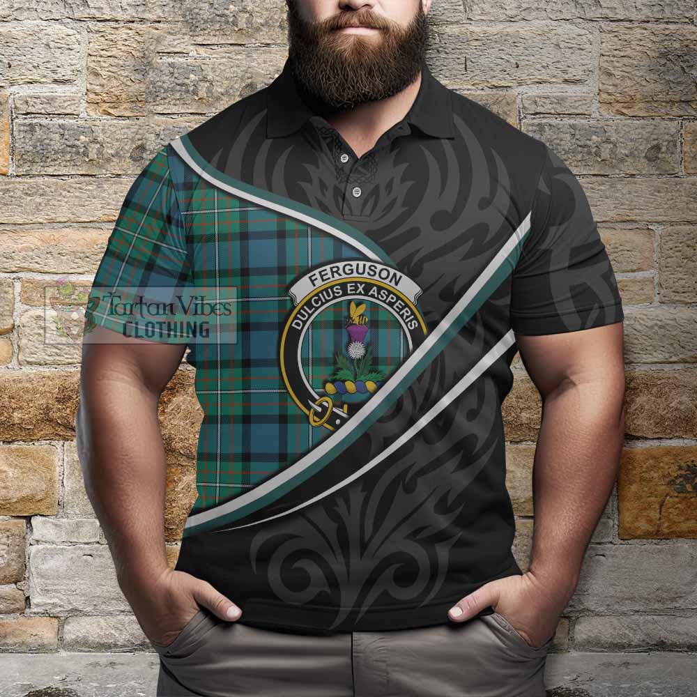 Ferguson (Fergusson) Tartan Family Crest Polo Shirt Celtic Scottish Thistle Floral - Tartan Vibes Clothing