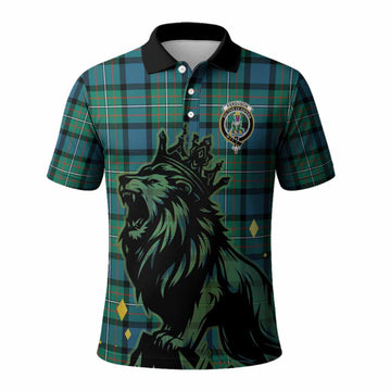 Ferguson (Fergusson) Tartan Family Crest Polo Shirt Crowned Lion Roaring