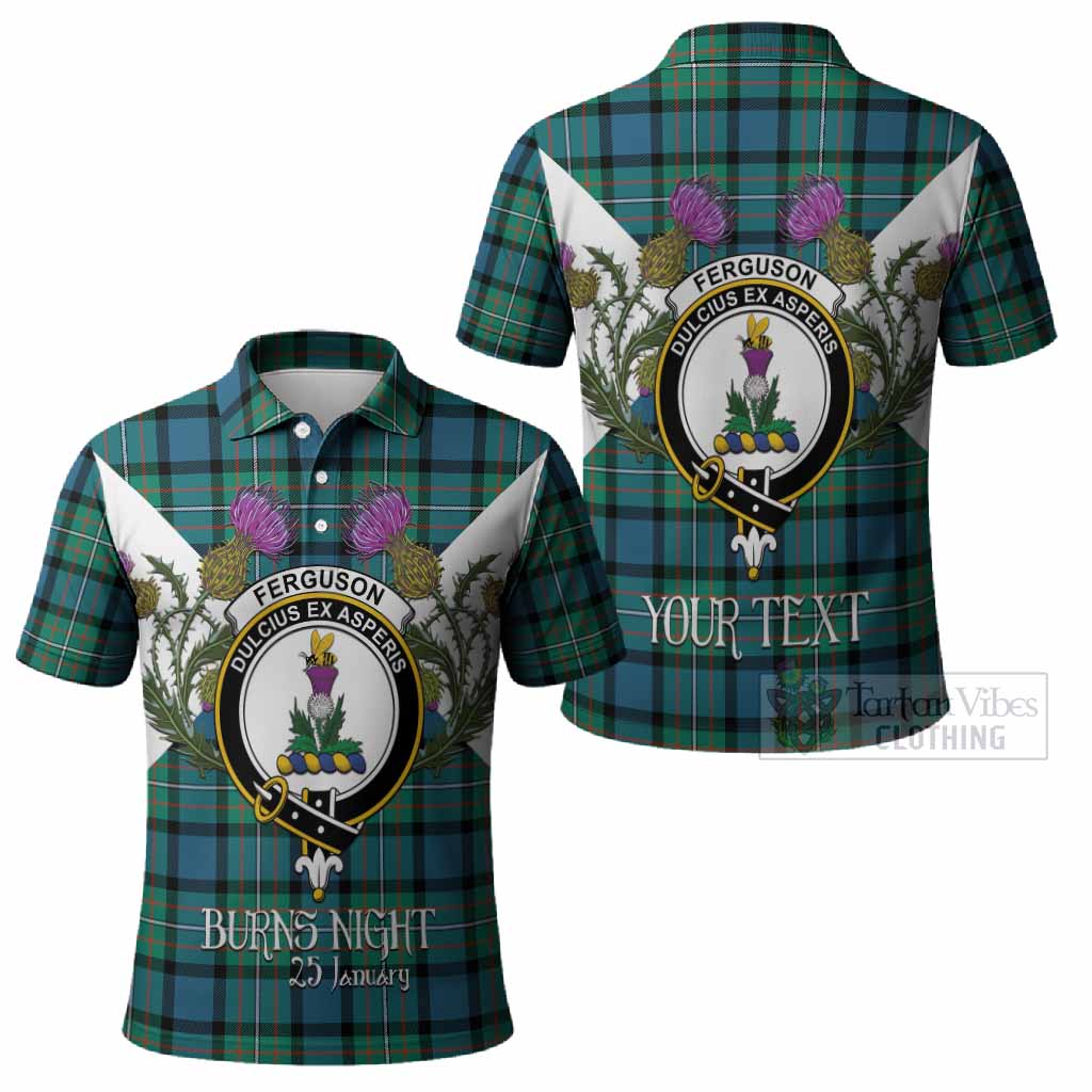 Ferguson (Fergusson) Tartan Family Crest Polo Shirt Scottish Burns Night Thistle Floral