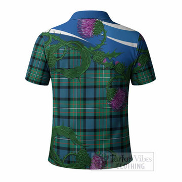 Ferguson (Fergusson) Tartan Family Crest Polo Shirt Thistle in Minimalism