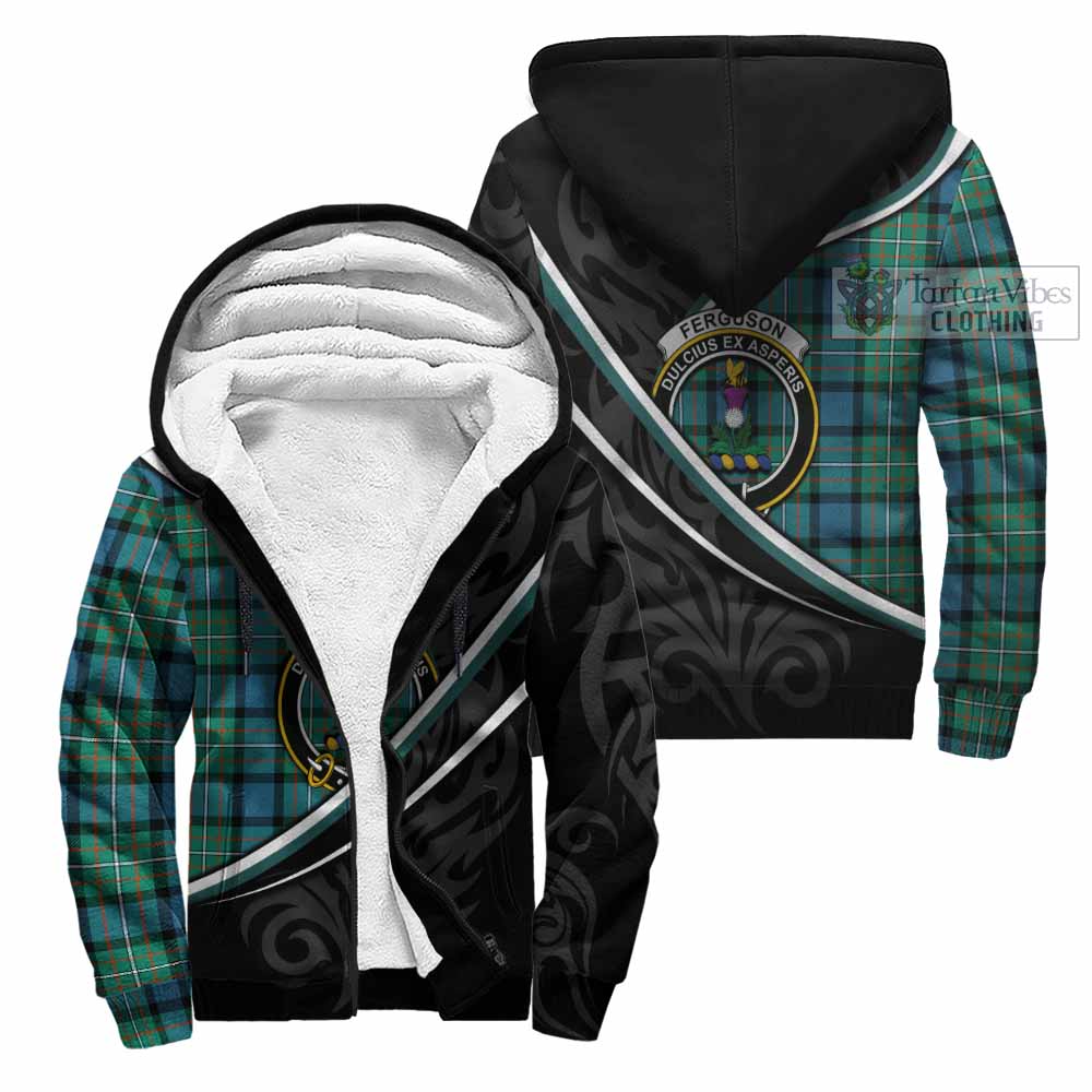Ferguson (Fergusson) Tartan Family Crest Sherpa Hoodie Celtic Scottish Thistle Floral - Tartan Vibes Clothing