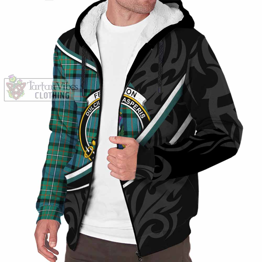 Ferguson (Fergusson) Tartan Family Crest Sherpa Hoodie Celtic Scottish Thistle Floral - Tartan Vibes Clothing