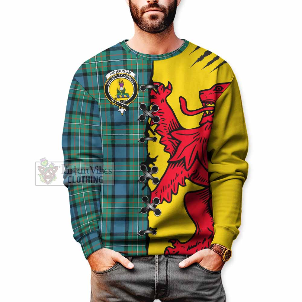Ferguson (Fergusson) Tartan Family Crest Sweatshirt Lion Rampant Honor - Tartan Vibes Clothing
