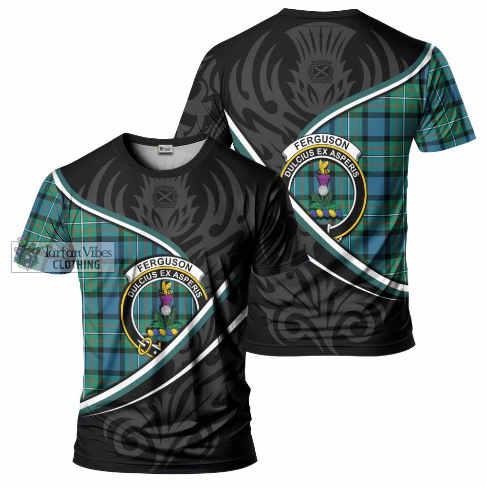 Ferguson (Fergusson) Tartan Family Crest T-shirt Celtic Scottish Thistle Floral - Tartan Vibes Clothing
