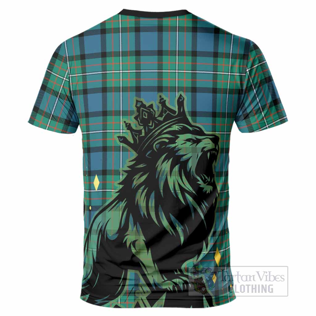 Ferguson (Fergusson) Tartan Family Crest T-Shirt Crowned Lion Roaring