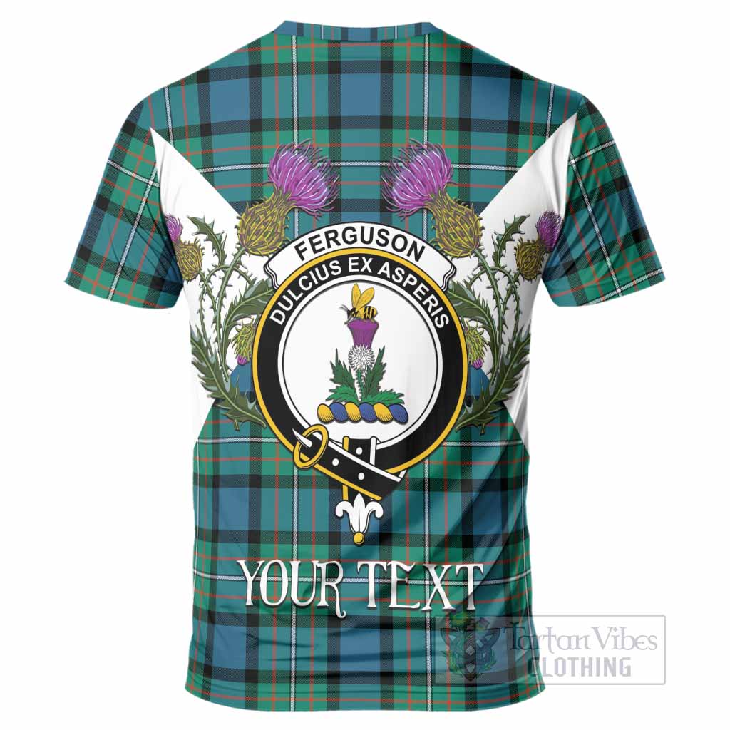 Ferguson (Fergusson) Tartan Family Crest T-Shirt Scottish Burns Night Thistle Floral