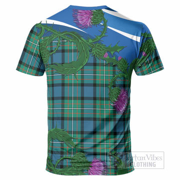 Ferguson (Fergusson) Tartan Family Crest T-Shirt Thistle in Minimalism